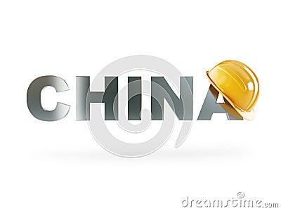 Chine safety helmet, construction helmet on a white background Stock Photo