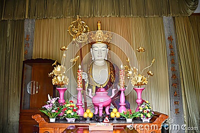 Chinese Altar to Ksitigarbha Bodhisattva. Stock Photo