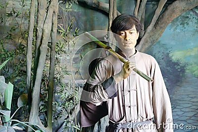 Chinese ancient south fujian man wax figure, adobe rgb Editorial Stock Photo