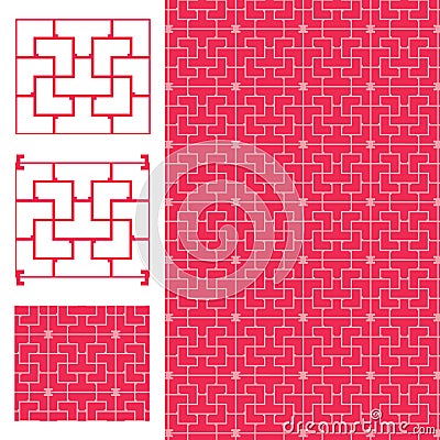 Chinese ancient window symmetry seamless pattern Vector Illustration