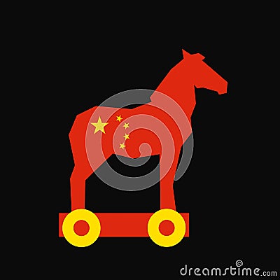 Chinese animal as Silhouette of Trojan horse Vector Illustration