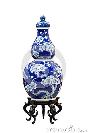 Chinese antique blue and white vase Stock Photo