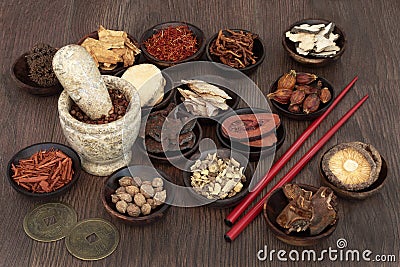 Chinese Apothecary Herbs Stock Photo