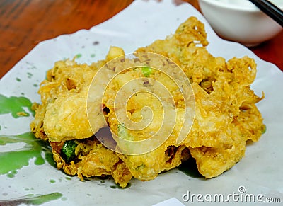 Chinese appetizer , fried oyster with egg Stock Photo