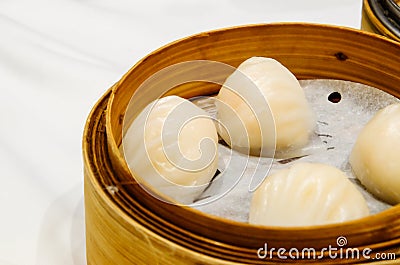 Chinese appetizer, steamed shimp dumpling Stock Photo