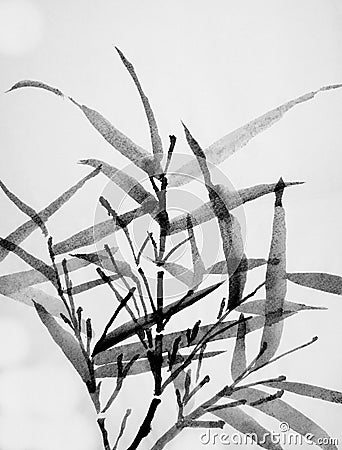 Chinese art: sumi bamboo Stock Photo