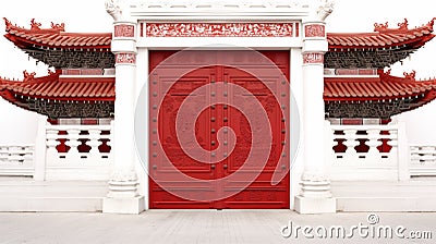 Symbolic Chinese door with auspicious elements for prosperity.AI Generated Stock Photo