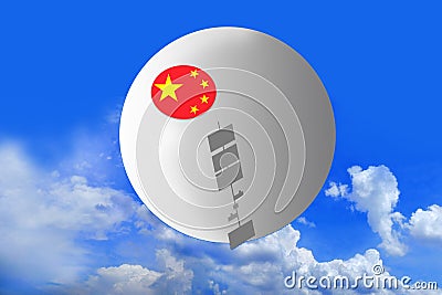 Chinese balloon incident 2023, balloons under in the sky , Spy balloon, violation airspace concept Stock Photo