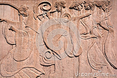 Chinese bas-relief mural Editorial Stock Photo