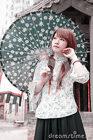 Chinese beauty outdoor. Stock Photo