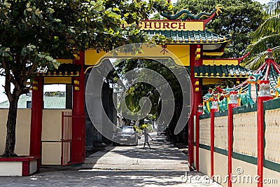 Chinese Bell Church scenery, Dumaguete city, Philippines, Dec 20, 2019 Editorial Stock Photo