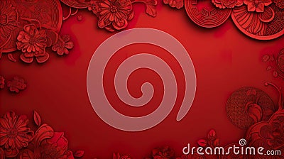 Chinese birthday, Chinese New Year, greeting cards, red , Generate AI Stock Photo