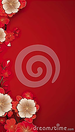 Chinese birthday, Chinese New Year, greeting cards, red , Generate AI Stock Photo