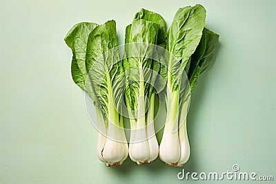 Chinese Bok choy cabbage vegetable on pastel background Stock Photo