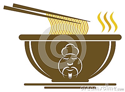 Chinese Bowl with Chef Sign Stock Photo