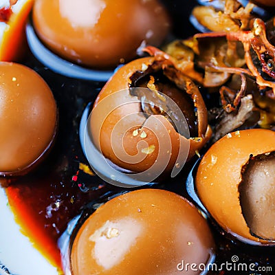 Chinese Braised Soy Sauce Eggs Stock Photo