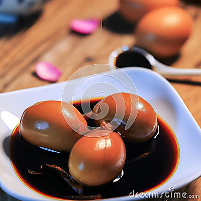 Chinese Braised Soy Sauce Eggs Stock Photo