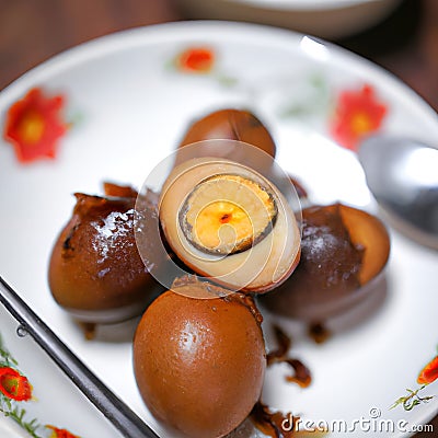 Chinese Braised Soy Sauce Eggs Stock Photo