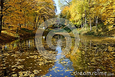 The Chinese Bridge and lake in Olexandria Park Editorial Stock Photo