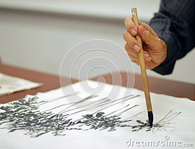 Chinese brush painting Stock Photo