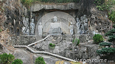 Chinese Buddha stone statues in Shenzhen Stock Photo