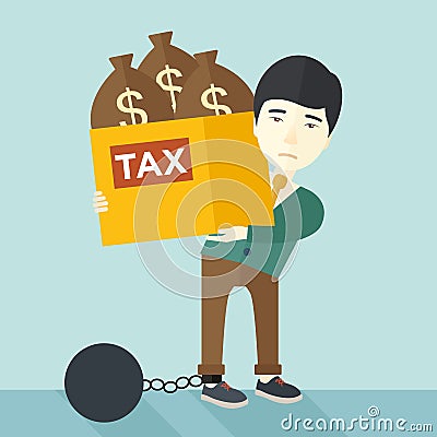 Chinese businessman locked in debt Vector Illustration