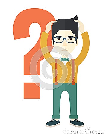 Chinese businessman with a problem Vector Illustration