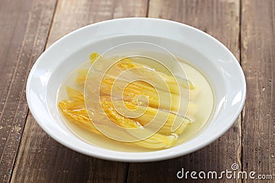 Chinese cabbage in clear soup Stock Photo