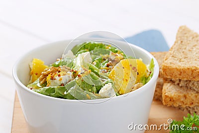 Chinese cabbage salad with toast bread Stock Photo