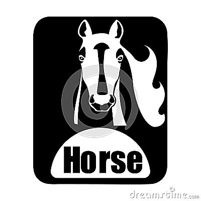 Chinese calendar animal monochrome logotype horse head Vector Illustration