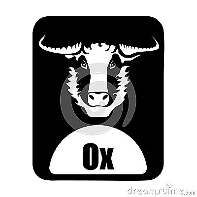 Chinese calendar animal monochrome logotype ox head Vector Illustration