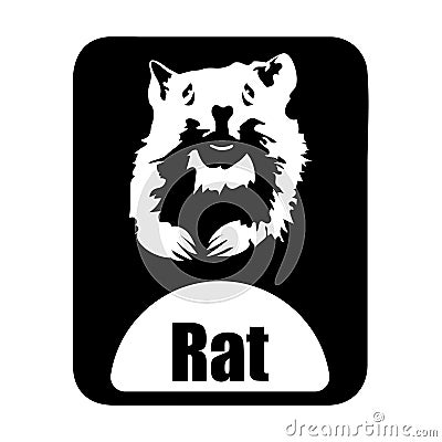 Chinese calendar animal monochrome logotype rat head Vector Illustration