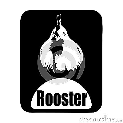 Chinese calendar animal monochrome logotype rooster head Vector Illustration