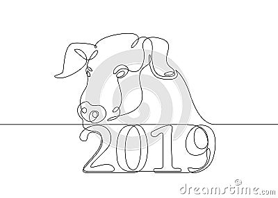 Chinese calendar pig boar Vector Illustration