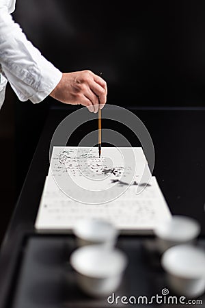 Chinese Calligraphy writing Editorial Stock Photo