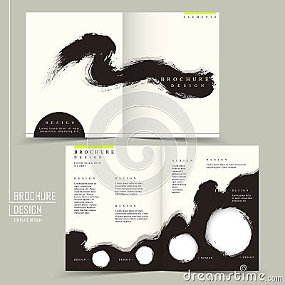 Chinese calligraphy half-fold template brochure for business Vector Illustration