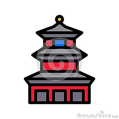 Chinese castle vector, Chinese lunar new year filled icon Vector Illustration
