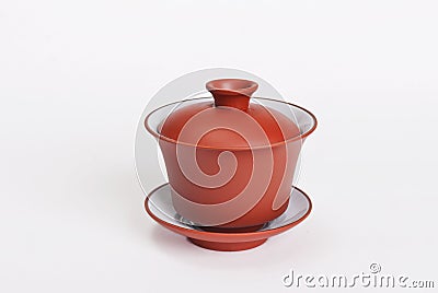 Chinese ceramic gaiwan orange Stock Photo
