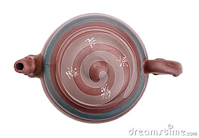 Chinese ceramic handmade teapot top view Stock Photo