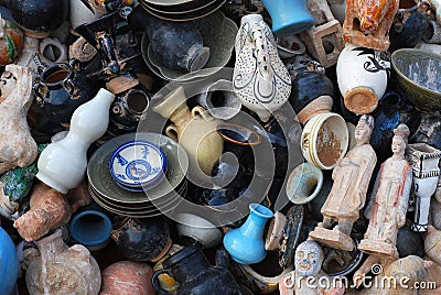 Chinese Ceramics and Pottery Jumble Stock Photo