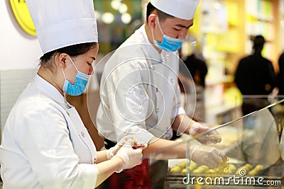 Chinese chefs made pastry, srgb image Editorial Stock Photo