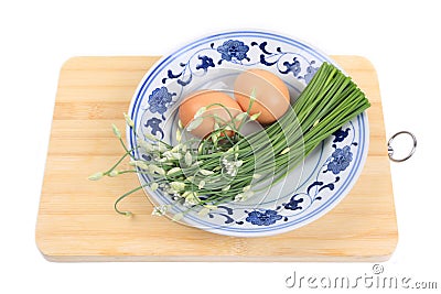 Chinese chives and egg Stock Photo