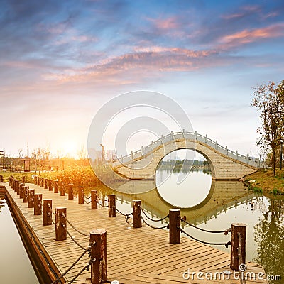 Chinese classical arch bridge Stock Photo