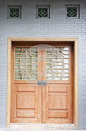 Chinese classical door and windows Stock Photo