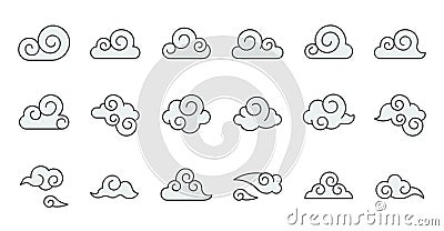 Chinese Cloud icon raw material for use, filled outline editable Vector Illustration