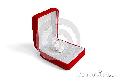 Chinese Coin in a Box Stock Photo