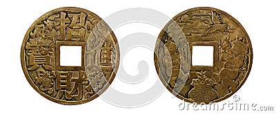 Chinese coin of happiness. Stock Photo