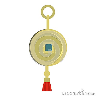 Chinese coin of luck icon isolated Vector Illustration