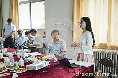 Chinese college student during the presentation 2 Editorial Stock Photo