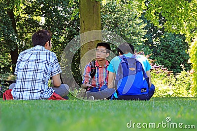 Chinese college students on campus Editorial Stock Photo